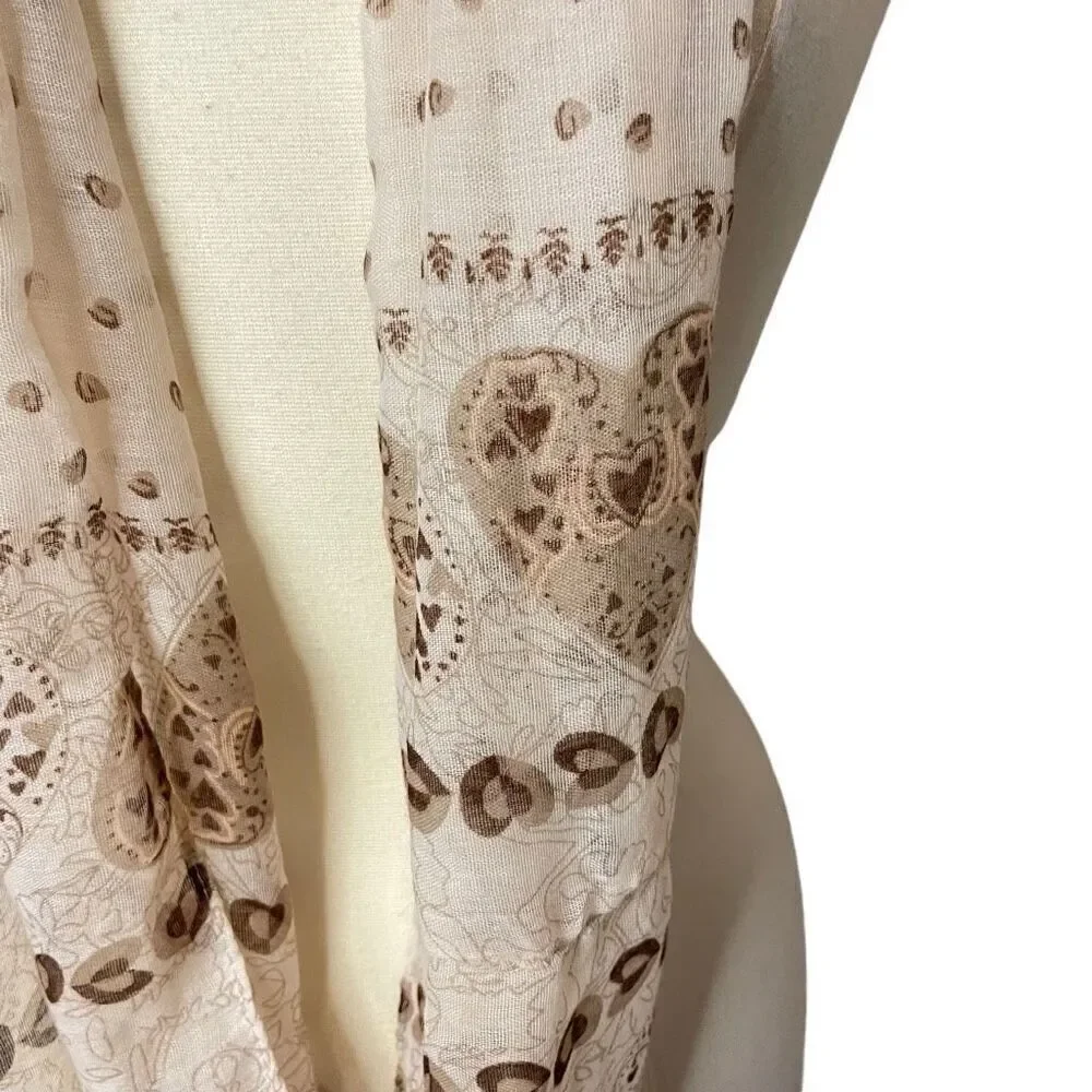KIMBERLY C. Beige/Tan Heart Print Infinity‎ Scarf